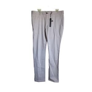 NWT Nifty Genius Chino Pants Mens‎ 36 x 34 Gray Stretch Cotton Flat Front Chinos
